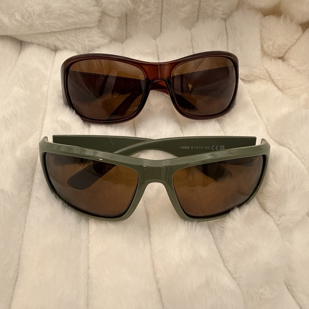 Fifth & Ninth Set of 2 pairs of Designer Sunglasses-Green & Brown-Hollywood